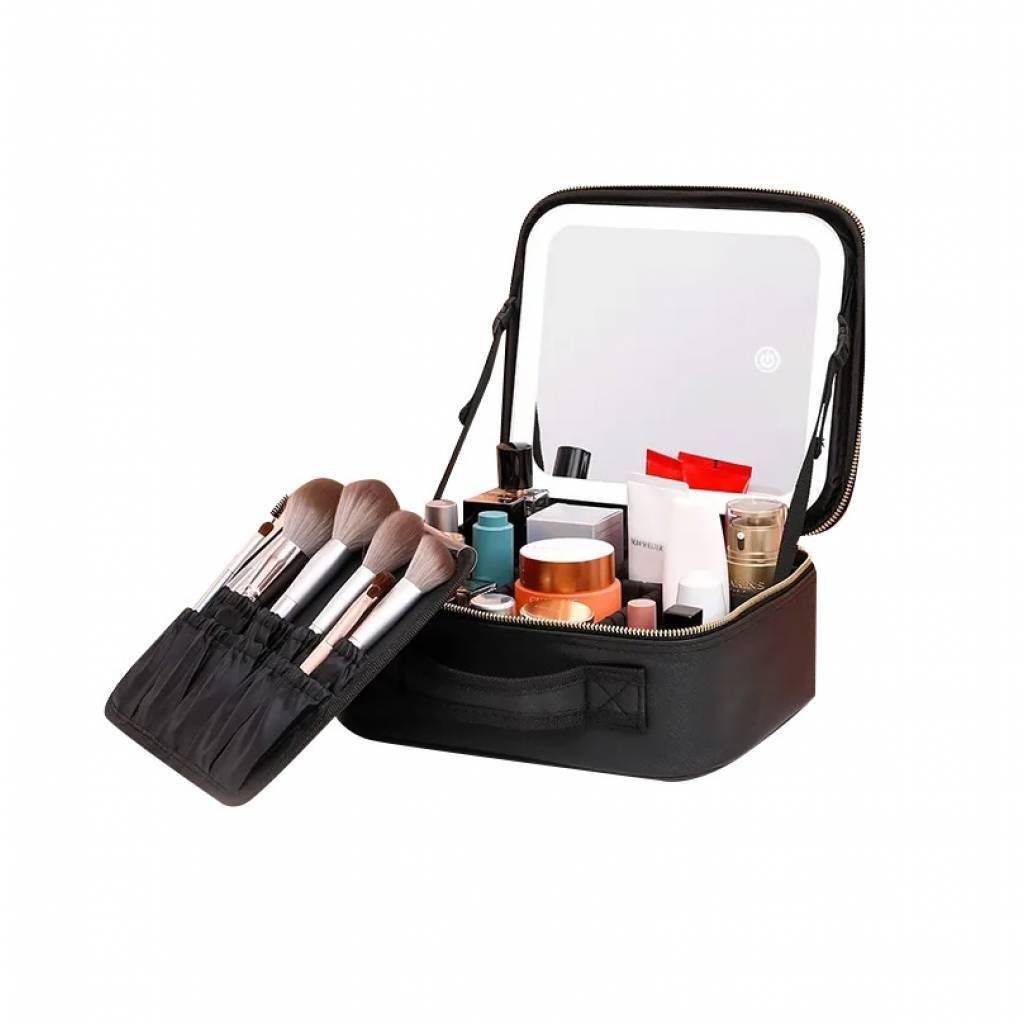 ESTUCHE DE MAQUILLAJE PROFESIONAL CON ESPEJO Y LUZ