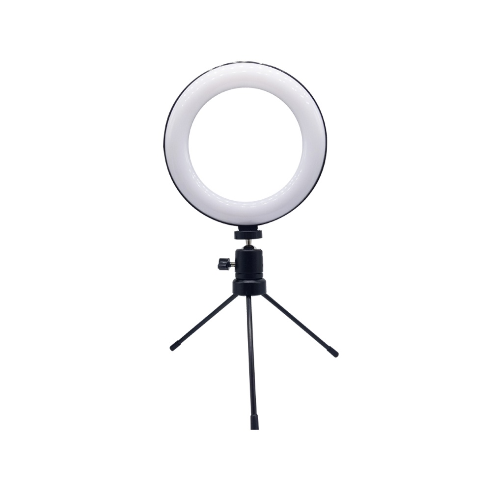 LUZ DE MAQUILLAJE ARO 6'' CON TRÍPODE DE MESA