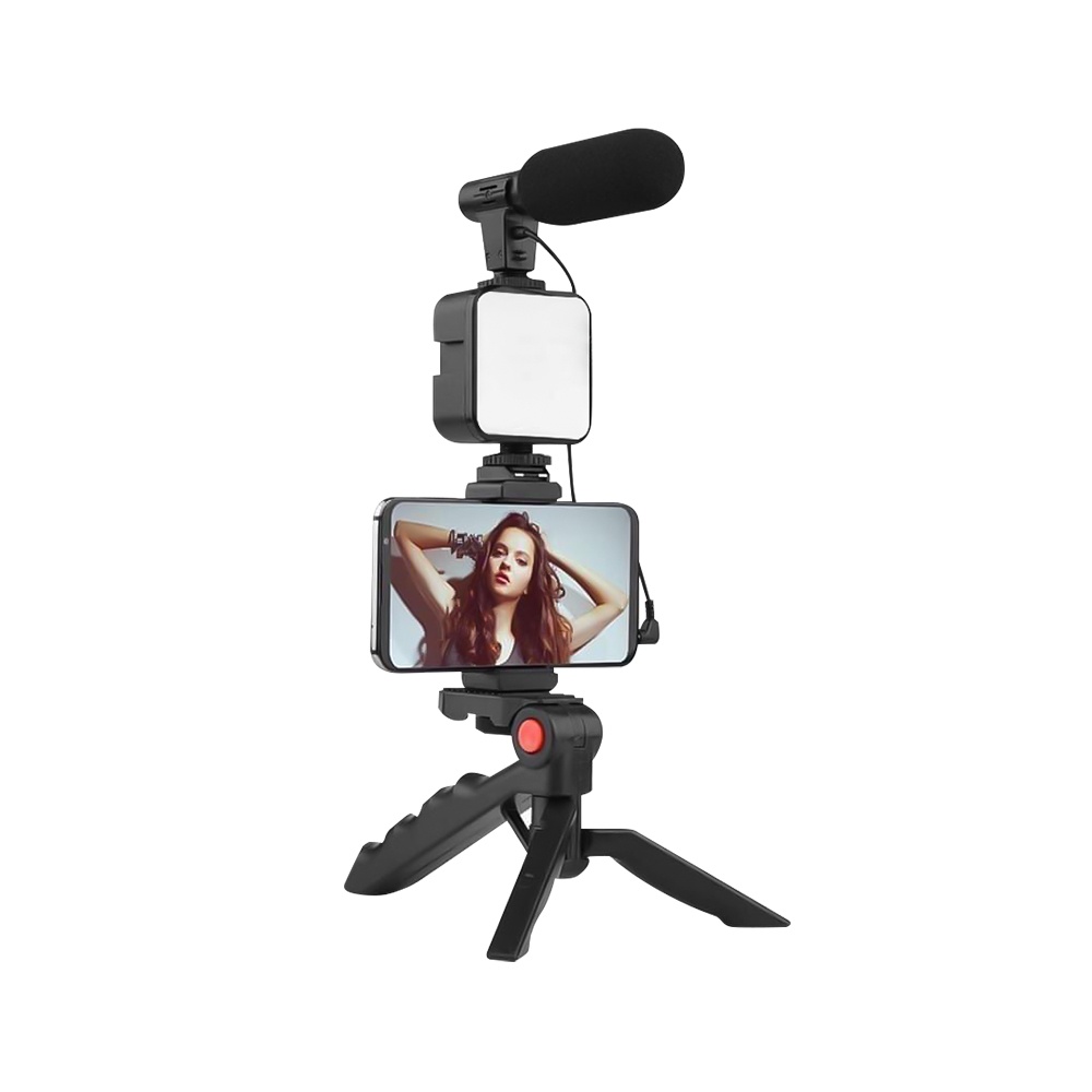 KIT TRÍPODE LED CON MICRÓFONO PARA VIDEO STREAMING